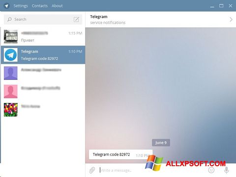 ภาพหน้าจอ Telegram Desktop สำหรับ Windows XP